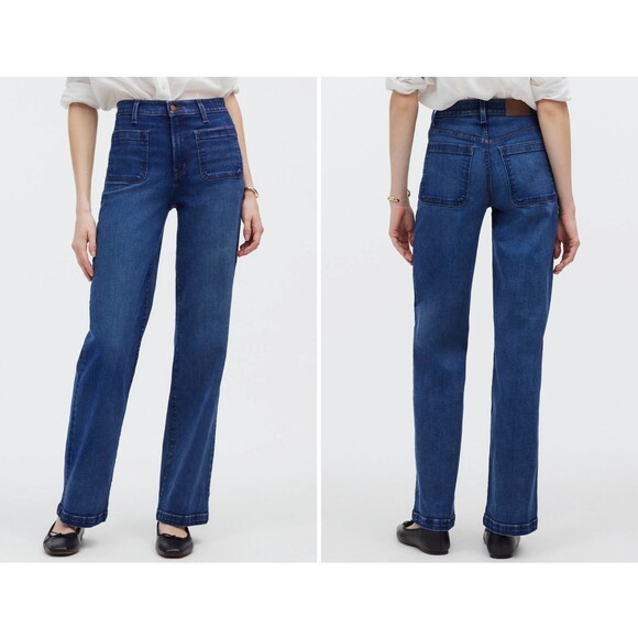 Madewell Denim - Madewell Emmett Patch Pocket Wide Leg Jeans Women's Size 27 Allentown Wash $138